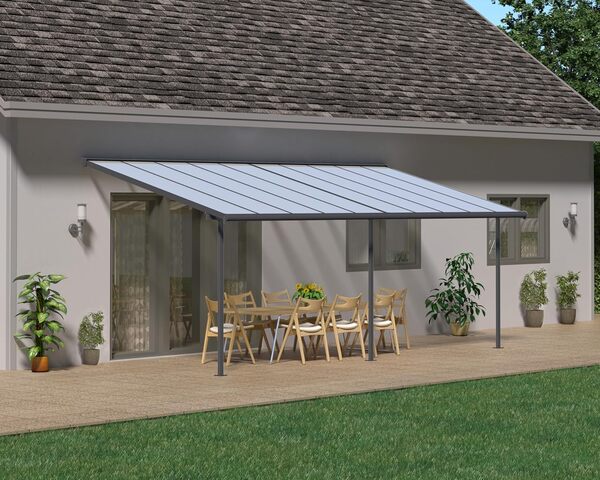 Canopia by Palram Pergola Sierra 3X6.10 en Aluminium Et Polycarbonate, Moderne & Élégante, pour Couvrir Une Terrasse Toute L’année (Grise Transparent)
