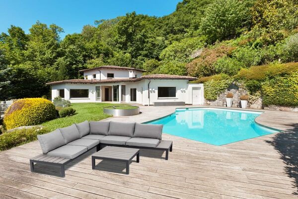 Kare Holiday Salon d'extérieur Design XXL avec Table, Coussins d'assise et de Dossier, Noir (H x l x P) 63 x 246 x 246 cm