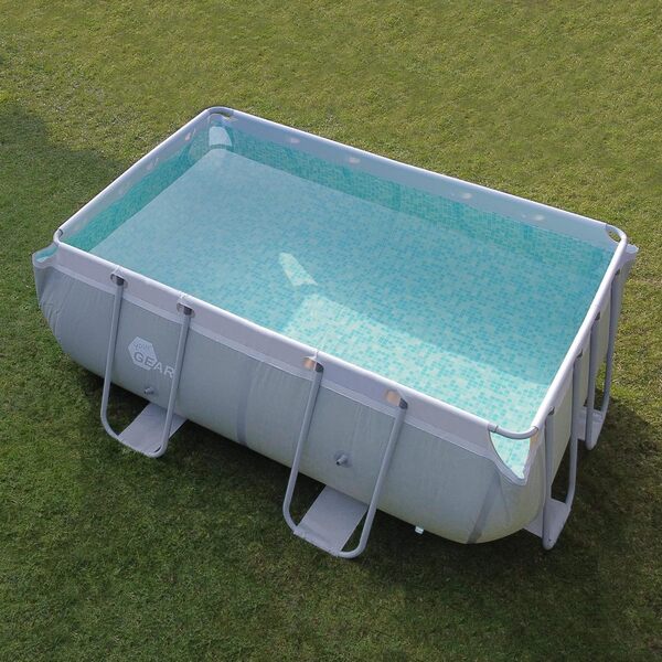 yourGEAR Piscine familiale XL Grise 3x2x1m avec Skimmer/écumoire - Bassin à Cadre en Acier Piscine de Jardin Pataugeoire