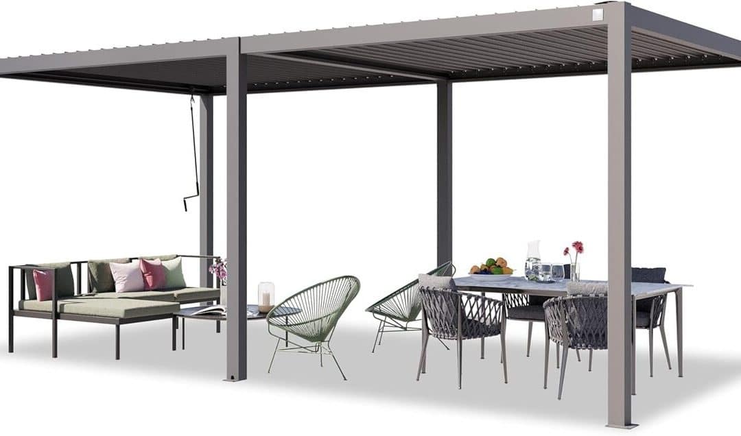 Test de la pergola TOOLPORT PRIMEYARD : design bois et lames orientables