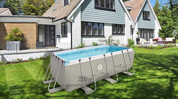 AVENLI Piscine rectangulaire avec Structure, 2343 liters, Gris, 400 x 207 x 122 cm