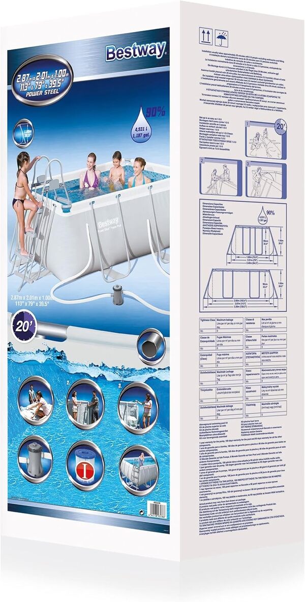 Bestway Piscine, Set en Acier, 287 x 201 x 100 cm 287 x 201 x 100 cm Gris Clair