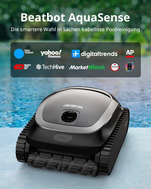 Beatbot AquaSense Robot aspirateur de Piscine sans câble, Optimisation Intelligente de trajectoire, Nettoyage du Fond, des parois et de la Ligne de flottaison