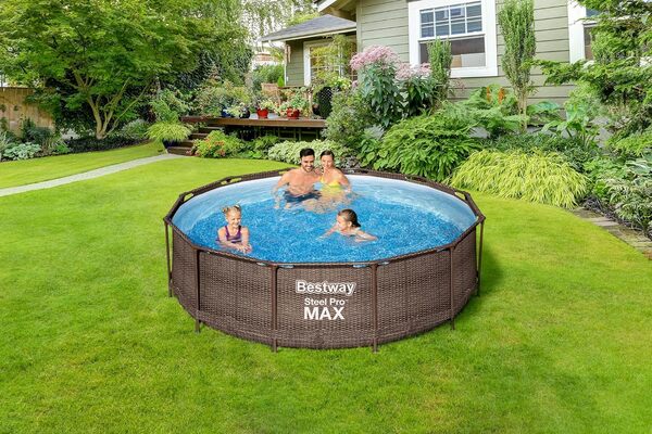 Bestway Piscine Hors Sol Ronde Steel Pro Max 366 x 100 cm Effet rotin