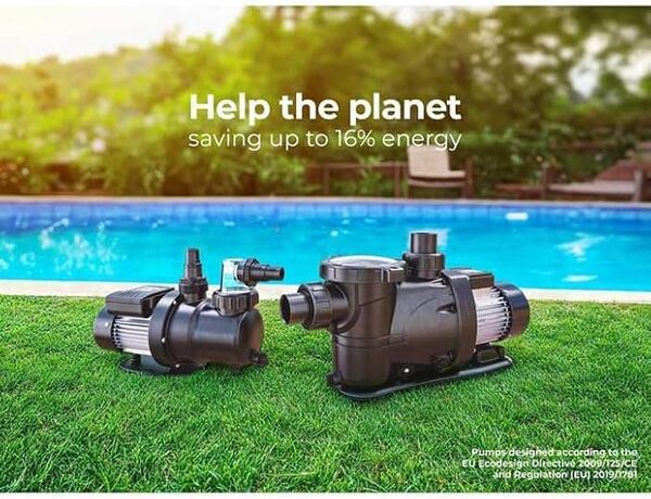 Gre PP152 - Pompe de filtration pour piscine, 1100W, 22 m³/h, jusqu'à 135 m³, filtre de 700 mm, conforme à la directive européenne sur l'écoconception