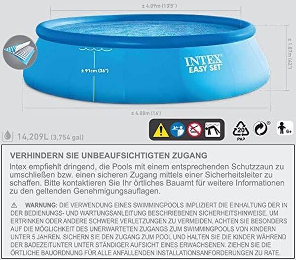 Intex Easy Set Piscine Support 457x122 cm Bleu