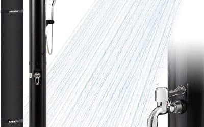 Test douche solaire Arebos 40 L : thermomètre et praticité intégrés