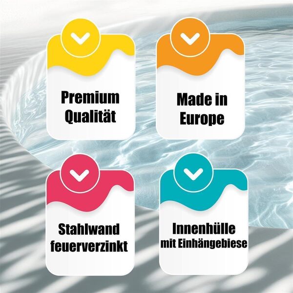 Pool Set, taille & Profondeur au choix 0,6 mm, parois en acier de 0,6 mm Film de piscine avec marche passepoil sable SF avec 6 voies Robinet Filtre à sable, skimmer et tuyau de Set 600 x 120cm