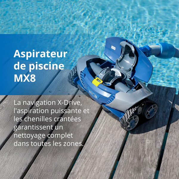 Zodiac Robot de Piscine Hydraulique MX8, Fond et Parois, Aspiration Mécanique, Pour Piscines 12 x 6 m Maximum, W70668