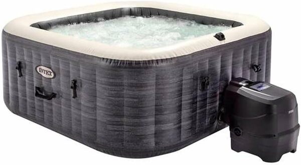 Intex - 28450EX - Pure Spa Bulles Ardoise 4 Places, Gris Ardoise & Porte Verre Pure Spa