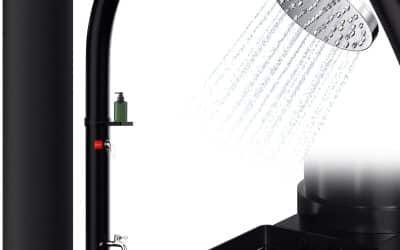 Test de la douche solaire Ansobea 40 l avec protection et douchette pivotante