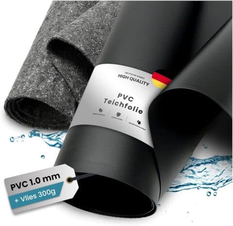 TeichVision Bâche Bassin PVC Noir 1 Mm Premium – 4 M X 3 M, Étanchéité Robuste Pour Étang, Biotope, Piscine Naturelle – Fabriquée En Allemagne