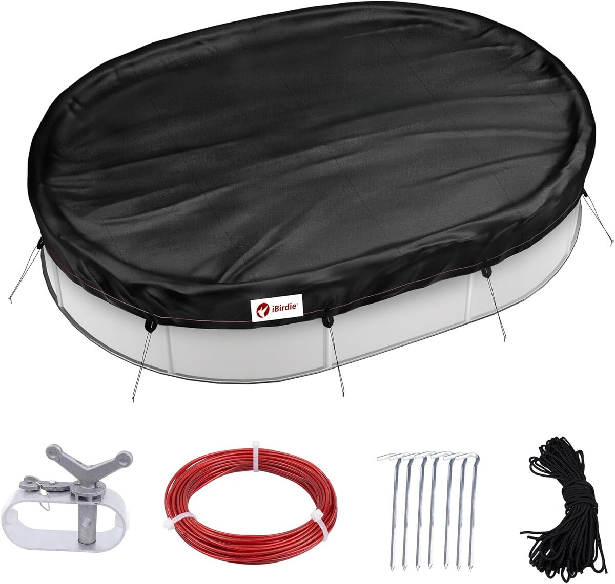 Bâche D'Hiver Robelle Dura-Guard Ovale 3,7 X 5,5 M Pour Piscine Hors Sol - Argentée/Noire - Garantie 10 Ans