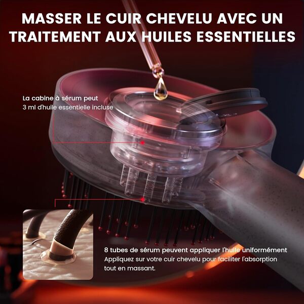 Breo Scalp3 Brosse de massage du cuir chevelu Shiatsu avec étanchéité IPX7, sans fil et portable, électrique pour cuir chevelu et cheveux, tête, relaxation à la maison