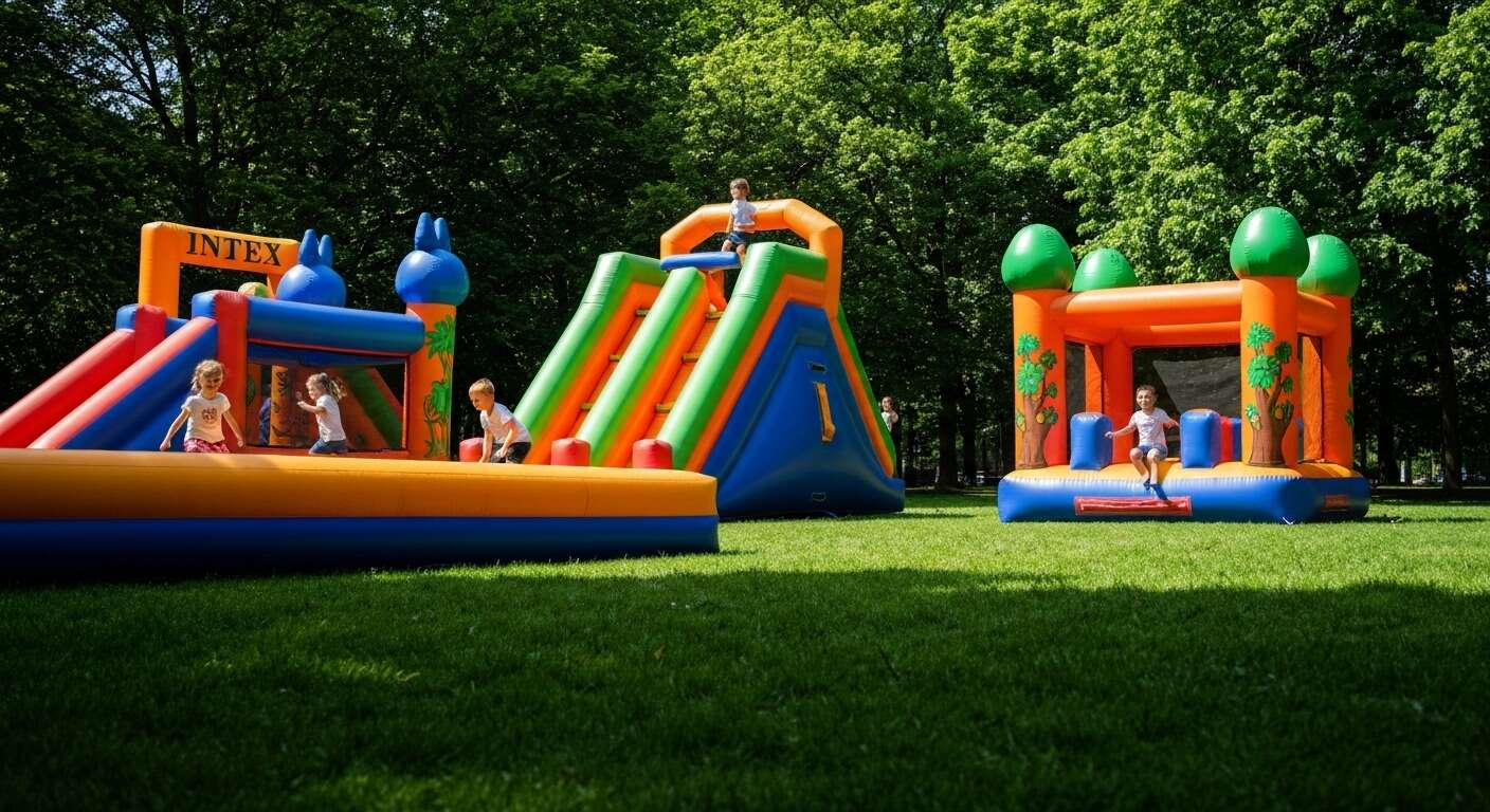 Pr&eacute;sentation de l'aire de jeux gonflable intex jungle