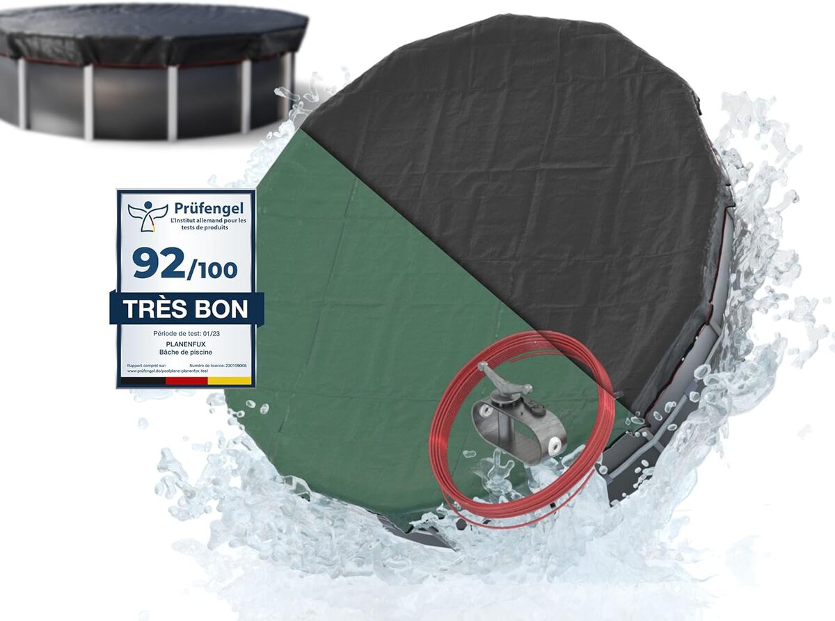 Bâche De Protection Solaire Pour Trampoline – Diamètre 244 Cm, 6 Barres, Polyéthylène, UV, Respirant, Noir