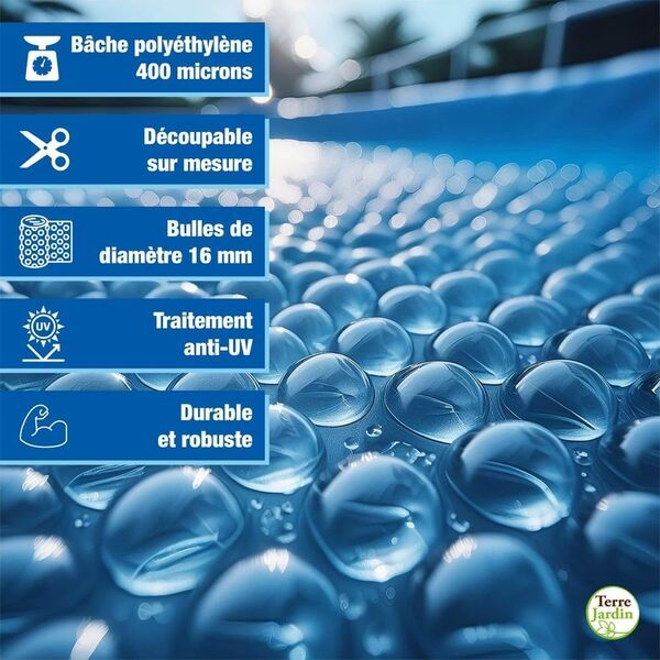 Bâche à Bulles Piscine rectangulaire 400 microns - 10 x 5 - Bleu