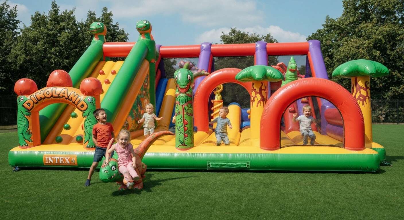 Pr&eacute;sentation de l'aire de jeux dinoland intex