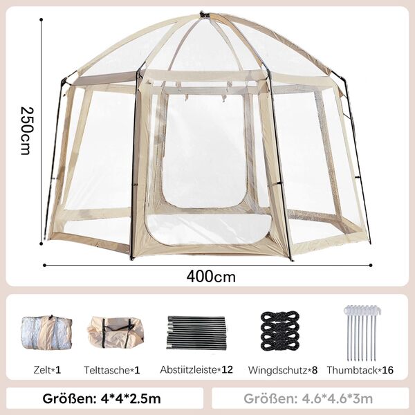 Bâche de piscine ronde – 400 x 400 x 250 cm – Dôme de piscine pour piscines jusqu'à environ Ø 300 cm – Tente de piscine avec deux grandes portes zippées – Protection solaire SPF35+ – Toiture de