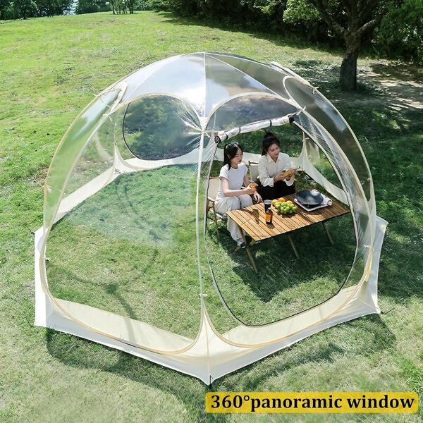 Tente Bulle Dôme De Camping, Transparent Tentes De Camping et Randonnée, Tonnelle De Jardin Exterieur Peut Accueillir 2 à 5 Personnes, Tonnelle Pliante Imperméable, Pliable, Ultralight