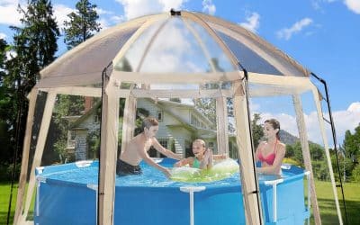 Test : dôme de piscine avec protection solaire SPF35+ et grandes portes zippées