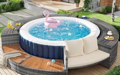 Test Merax Whirlpool : bordure en polyrotin et bois dur pour piscine