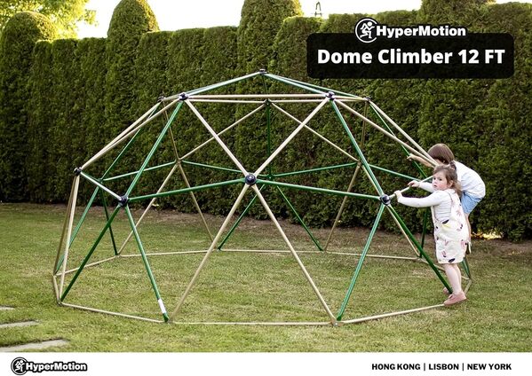 HyperMotion Dôme d'escalade – Cadre d'escalade extérieur pour enfants avec barres de singe, équipement de jeu extérieur pour enfants, charge de 350 kg, diamètre de 3,7 m