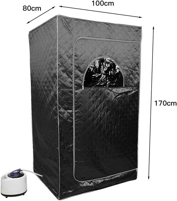 Sauna à vapeur- Tente spa Sauna Infrarouge- Boîte de Sauna Domestique Portable- Avec hammam, vapeur corporelle, cabine de sauna (L100*W80*H170cm,noir)
